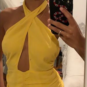 Open back yellow dress